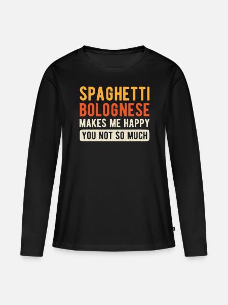 Spaghetti Bolognese - Frauen Premium Bio Langarmshirt - Schwarz