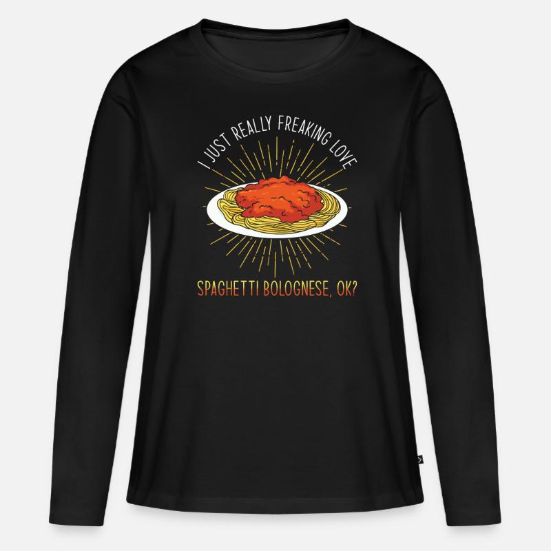 Spaghetti Bolognese - Frauen Premium Bio Langarmshirt - Schwarz