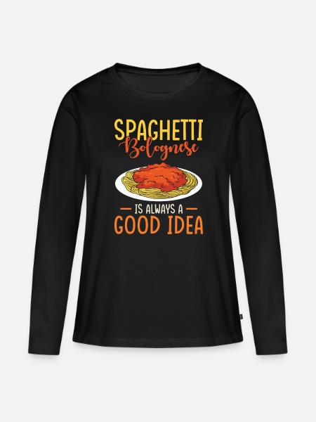 Spaghetti Bolognese - Frauen Premium Bio Langarmshirt - Schwarz