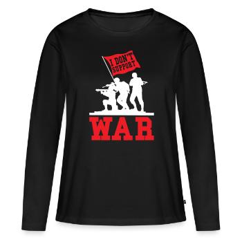Pacifiste Paix Anti-Guerre - T-shirt manches longues Premium bio Femme - noir - Devant - Julia (174cm)