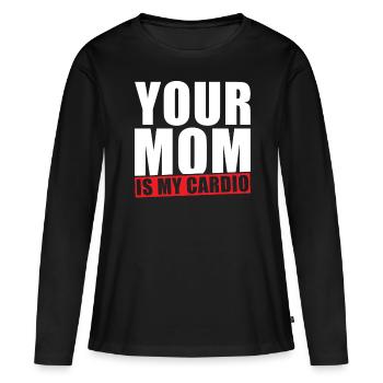 Ta mère est mon Cardio - T-shirt manches longues Premium bio Femme - noir - Devant - Julia (174cm)