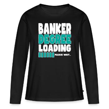Un banquier invite à la formation - T-shirt manches longues Premium bio Femme - noir - Devant - Julia (174cm)