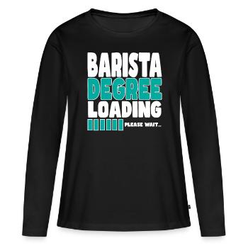 Barista invite à la formation - T-shirt manches longues Premium bio Femme - noir - Devant - Julia (174cm)