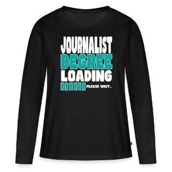 Un journaliste invite à la formation - T-shirt manches longues Premium bio Femme - noir - Devant - Julia (174cm)