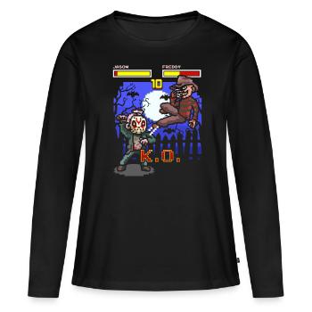 Halloween Gamer Arcade Fight Jason Freddy - T-shirt manches longues Premium bio Femme - noir - Devant - Julia (174cm)