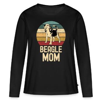 Beagle Mama retro vintage - Frauen Premium Bio Langarmshirt - Schwarz - Vorne - Julia (174cm)