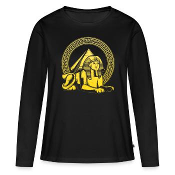 Ägyptische Pyramiden Geschichte Ägypten Sphinx - Frauen Premium Bio Langarmshirt - Schwarz - Vorne - Julia (174cm)