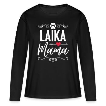 Laika Mama Laika Mom - Frauen Premium Bio Langarmshirt - Schwarz - Vorne - Julia (174cm)