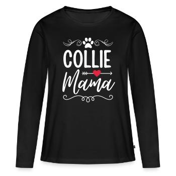 Collie Mama Collie Amant - T-shirt manches longues Premium bio Femme - noir - Devant - Julia (174cm)