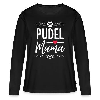 Pudel Mama Liebhaber - Frauen Premium Bio Langarmshirt - Schwarz - Vorne - Julia (174cm)