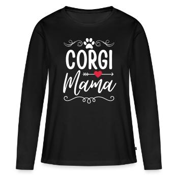 Welsh Corgi Mama Hund Liebhaber - Frauen Premium Bio Langarmshirt - Schwarz - Vorne - Julia (174cm)