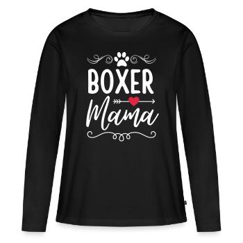 deutscher Boxer Mama Boxer Liebhaber - Frauen Premium Bio Langarmshirt - Schwarz - Vorne - Julia (174cm)
