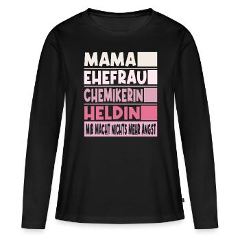 Chemikerin Mama Ehefrau Heldin - Frauen Premium Bio Langarmshirt - Schwarz - Vorne - Julia (174cm)