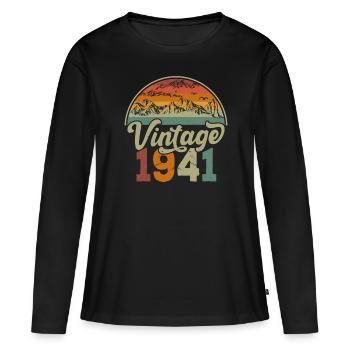 Vintage 1941 - T-shirt manches longues Premium bio Femme - noir - Devant - Julia (174cm)