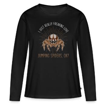 Dicton Jumping Spider - T-shirt manches longues Premium bio Femme - noir - Devant - Julia (174cm)