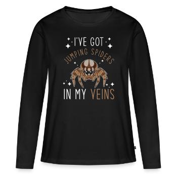 Dicton Jumping Spider - T-shirt manches longues Premium bio Femme - noir - Devant - Julia (174cm)