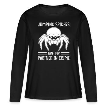 Dicton Jumping Spider - T-shirt manches longues Premium bio Femme - noir - Devant - Julia (174cm)