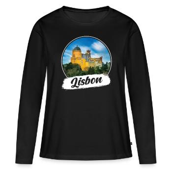 Souvenir de Lisbonne - T-shirt manches longues Premium bio Femme - noir - Devant - Julia (174cm)