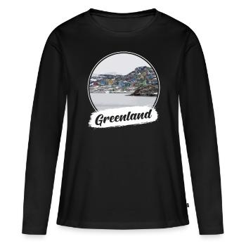Souvenir du Groenland - T-shirt manches longues Premium bio Femme - noir - Devant - Julia (174cm)