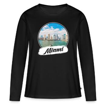 Miami Souvenir - T-shirt manches longues Premium bio Femme - noir - Devant - Julia (174cm)
