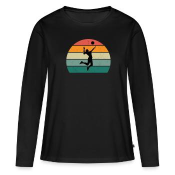 Volleyballerin Schmetterball Volley Volleyball - Frauen Premium Bio Langarmshirt - Schwarz - Vorne - Julia (174cm)