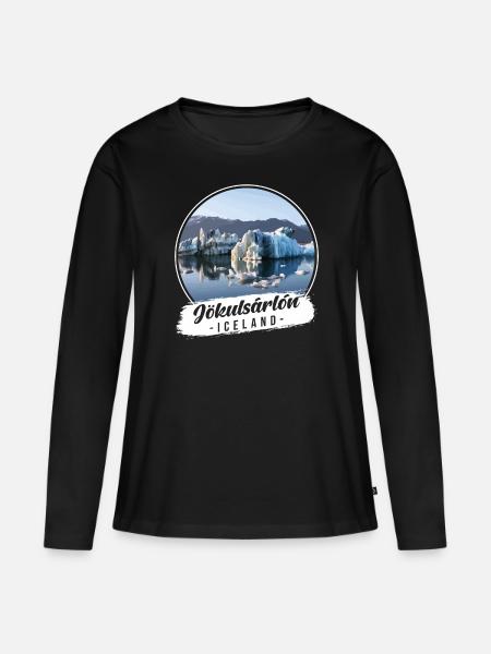 Jökulsarlon Island Souvenir - Frauen Premium Bio Langarmshirt - Schwarz