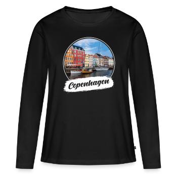 Souvenir de Copenhague - T-shirt manches longues Premium bio Femme - noir - Devant - Julia (174cm)