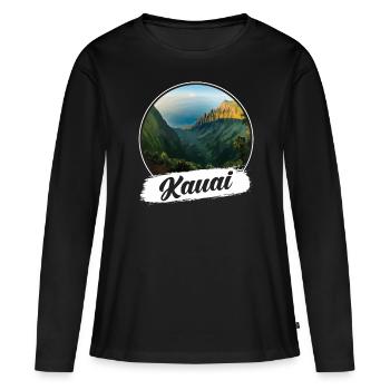 Kauai Souvenir - T-shirt manches longues Premium bio Femme - noir - Devant - Julia (174cm)