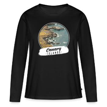 Souvenir des îles Canaries - T-shirt manches longues Premium bio Femme - noir - Devant - Julia (174cm)