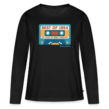 1954 Vintage Vintage Retro Cadeau D’anniversaire - T-shirt manches longues Premium bio Femme - noir - Devant - Julia (174cm)