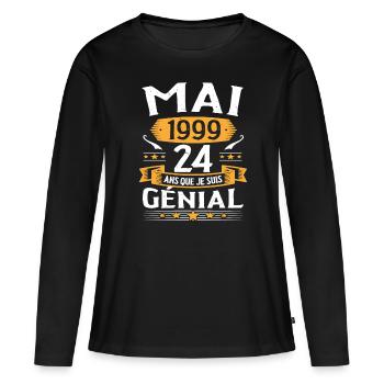 Mai 1999 24 Ans Que Je Suis Génial Anniversaire - T-shirt manches longues Premium bio Femme - noir - Devant - Julia (174cm)