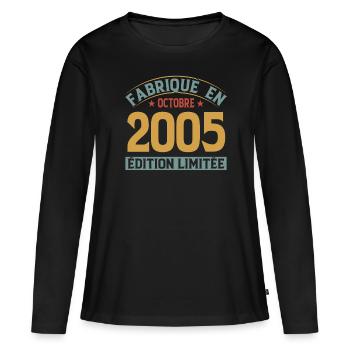 Fabriqué En Octobre 2005 Édition Limitée - T-shirt manches longues Premium bio Femme - noir - Devant - Julia (174cm)