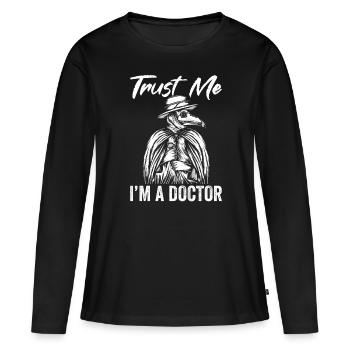 Peste Docteur Médiéval Médical - T-shirt manches longues Premium bio Femme - noir - Devant - Julia (174cm)
