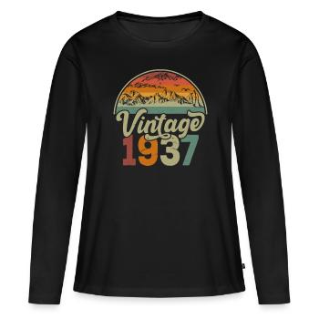 Vintage 1937 - T-shirt manches longues Premium bio Femme - noir - Devant - Julia (174cm)