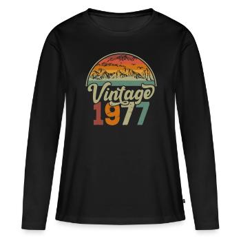 Vintage 1977 - T-shirt manches longues Premium bio Femme - noir - Devant - Julia (174cm)