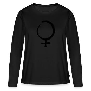 Venus Astrologie Symbol - Frauen Premium Bio Langarmshirt - Schwarz - Vorne - Julia (174cm)