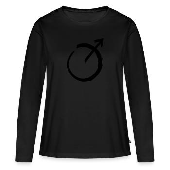 Mars Astrologie Symbol - Frauen Premium Bio Langarmshirt - Schwarz - Vorne - Julia (174cm)