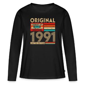 Original Legendary Hits Das Beste von 1991 - Frauen Premium Bio Langarmshirt - Schwarz - Vorne - Julia (174cm)