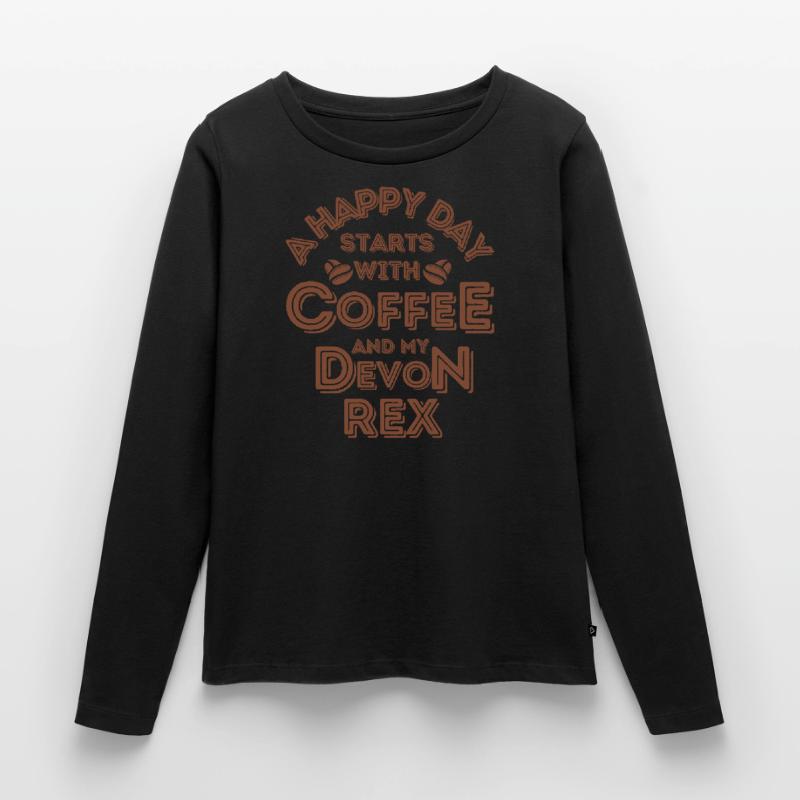 Devon Rex Katze Kaffee Cafe Frauen Premium Bio Langarmshirt