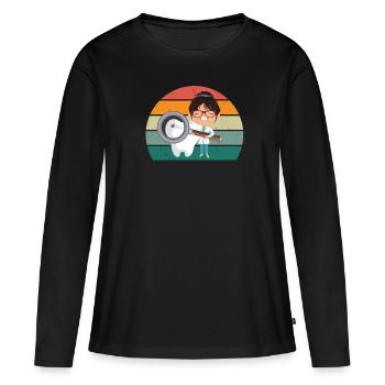 zahnärztin zahn zähne bohrer bohren zahn zahnarzt - Frauen Premium Bio Langarmshirt - Schwarz - Vorne - Julia (174cm)