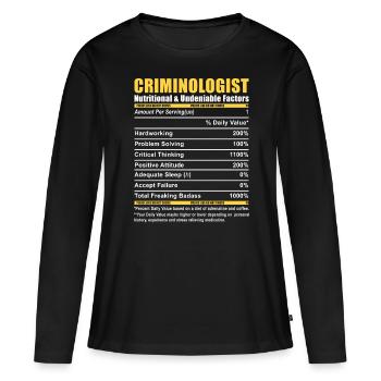 Criminologue Criminologie Informations nutritionnelles - T-shirt manches longues Premium bio Femme - noir - Devant - Julia (174cm)