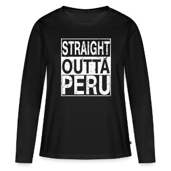 Pérou Tout droit sorti du Pérou - T-shirt manches longues Premium bio Femme - noir - Devant - Julia (174cm)