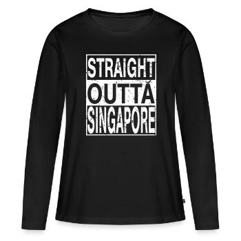 Singapour Straight outta Singapour - T-shirt manches longues Premium bio Femme - noir - Devant - Julia (174cm)