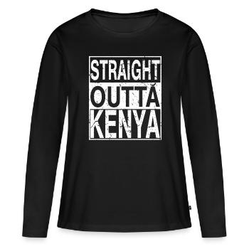 Kenya Straight outta Kenya - T-shirt manches longues Premium bio Femme - noir - Devant - Julia (174cm)