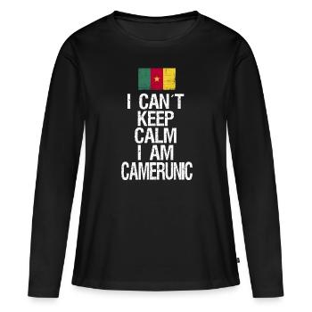 Je n’arrive pas à garder mon calme Je suis camerounais - T-shirt manches longues Premium bio Femme - noir - Devant - Julia (174cm)