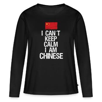 Je n’arrive pas à rester calme Je suis chinois - T-shirt manches longues Premium bio Femme - noir - Devant - Julia (174cm)