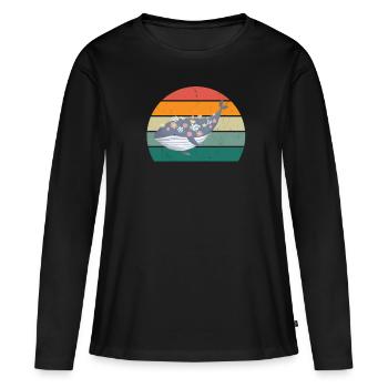 Baleines Cétacés Mammifères Mammifères marins Baleines - T-shirt manches longues Premium bio Femme - noir - Devant - Julia (174cm)