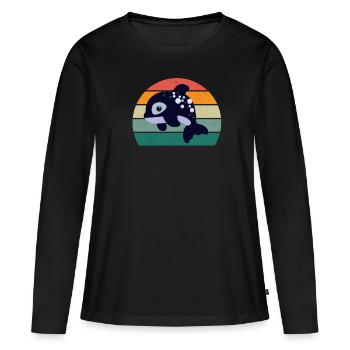Baleines Cétacés Mammifères Mammifères marins Baleines - T-shirt manches longues Premium bio Femme - noir - Devant - Julia (174cm)