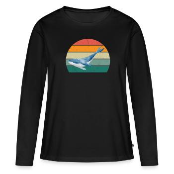 Baleines Cétacés Mammifères Mammifères marins Baleines - T-shirt manches longues Premium bio Femme - noir - Devant - Julia (174cm)