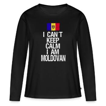Je n’arrive pas à garder mon calme, je suis moldave - T-shirt manches longues Premium bio Femme - noir - Devant - Julia (174cm)